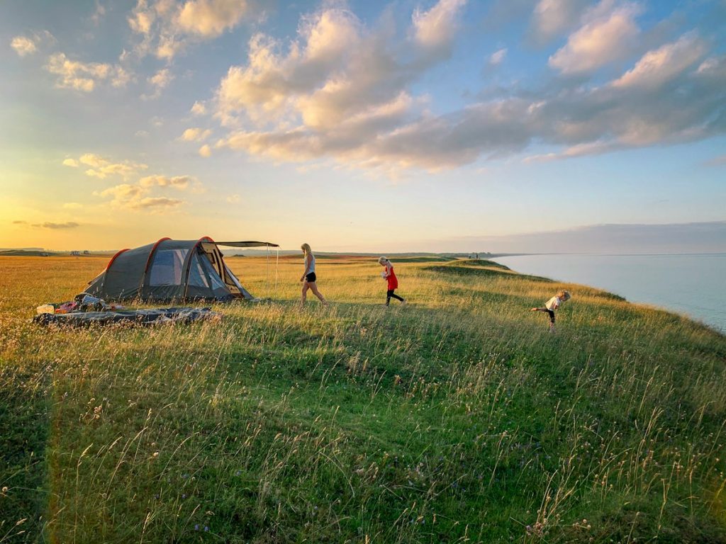 Outdoor camping scene for preparing for a trip